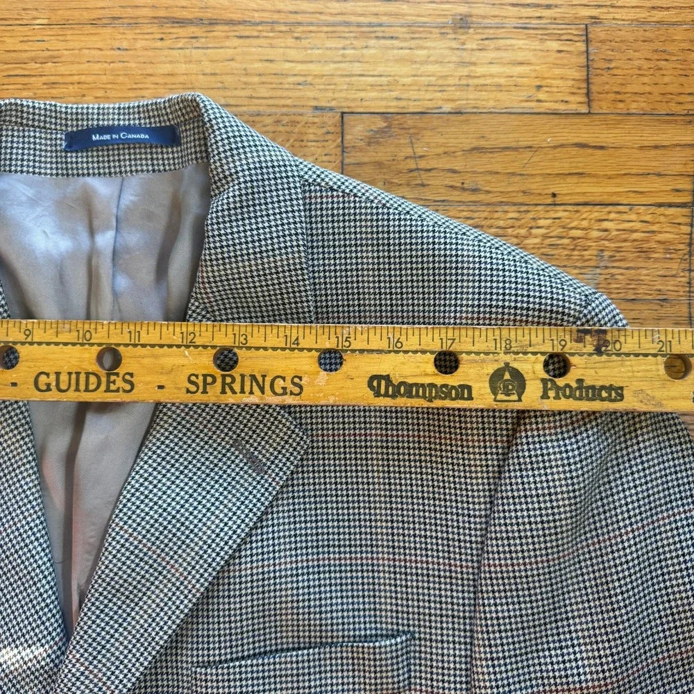 Lauren Ralph Lauren Mens Wool Houndstooth 3-Button Blazer Sport Coat Gray 42R